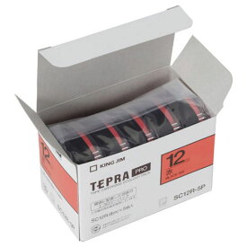 キングジム　テプラ　PROテープカートリッジ　PROテープエコパック　12mm幅（カラーラベルパステル（赤）／黒文字）