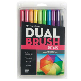 【レビュー特典あり】トンボ鉛筆　ABT　デュアルブラッシュペン　水彩　マーカー　カラーペン　ツインタイプ　DUALBRUSH　10色セット　ブライト