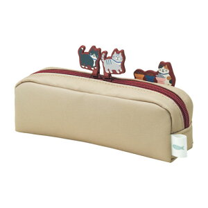 リヒトラブ にゃんシーン ボックスペンポーチ(ビスケットベージュ)