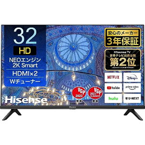 Hisense 32V�^ �n�C�r�W���� �t�� �e���r 32A40H �l�b�g����Ή� ADS�p�l�� 3�N�ۏ� 2022�N���f�� �u���b�N