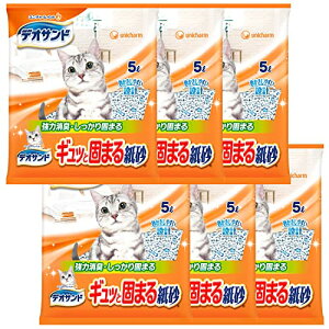 【まとめ買い】デオサンド 猫用 サンド ギュッと固まる 紙砂 30L(5L×6) おしっこ ペット用品 ユニチャーム