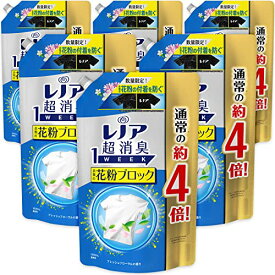 [ケース品] レノア 超消臭1week 柔軟剤 衣類の花粉ブロック フレッシュフローラル 詰め替え 1600mL x6袋