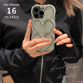 【25日限定！全品10%OFFクーポン配布中！】 iPhone16 ケース iPhone16Pro ケース iPhone15 ケース iPhone14 ケース 韓国 おしゃれ 可愛い かわいい きらきらインナーシート ハート 耐衝撃 ウエーブ クリアケース 透明 エレガントメッキ グリッター スマホケース おしゃれ