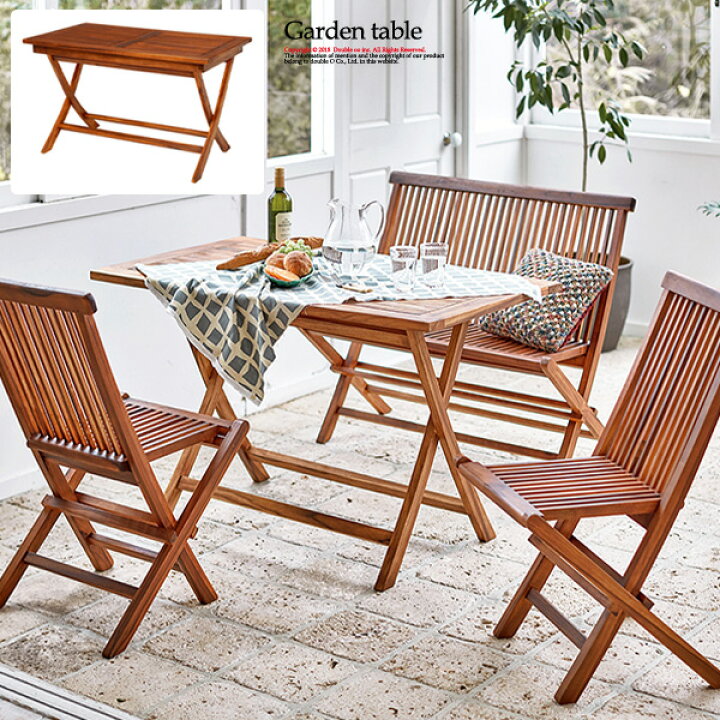 楽天市場 ガーデンテーブル 折りたたみ 木製 テーブル 屋外 キャンプ ダイニングテーブル パラソル穴 折り畳み 4人掛け ベランダ 長方形 幅1cm 木製テーブル 庭 天然木 ウッドテーブル 雨に強い おしゃれ 北欧 ベランピング チーク材 パラソルホール 四角 ガーデン