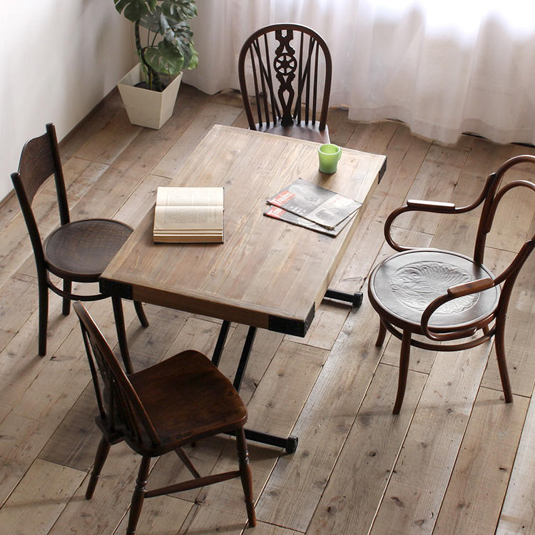 楽天市場】昇降式テーブル テーブル 古材 120 昇降テーブル 家具 木製