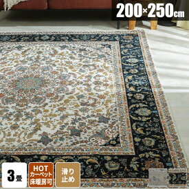 【レビュー特典付き】【すぐ使える300円クーポン配布中】ラグ ヴィンテージ風 ペルシャ絨毯風 オリエンタル柄 3畳 三畳 ラグマット ペルシャ風 おしゃれ じゅうたん 冬用ラグ 長方形 絨毯 カーペット 冬 200×250 リビングラグ 通年 オールシーズン 短毛 エレガント 刺繍風