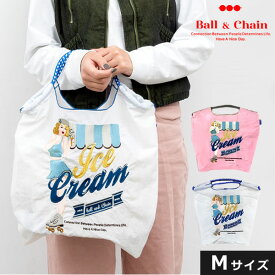 【送料無料】【即納】 Ball＆Chain ボールアンドチェーン 正規品 ICE CREAM Mサイズ アイスクリーム バッグ ショッピングバッグ エコバッグ トートバッグ ショルダー 刺繍 ギフト A4 301014 san hideaki mihara