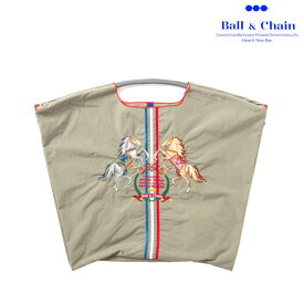 エントリーでポイント上乗セ 【送料無料】【即納】 Ball＆Chain ボールアンドチェーン 正規品 TWO HORSES Lサイズ ホース 馬 バッグ ショッピング エコ トート ショルダー 刺繍 ギフト 小物 301124 Ball and Chain ball&chain san hideaki mihara