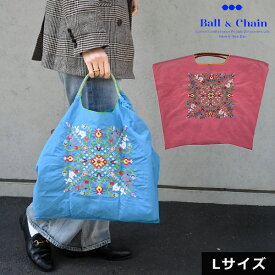 【送料無料】【即納】 Ball＆Chain ボールアンドチェーン 正規品 WITH FLOWER　Lサイズ バッグ クロスステッチ エコバッグ トートバッグ 刺繍 ギフト A4 301174