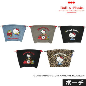 エントリーでポイント上乗セ 【送料無料】【即納】 Ball＆Chain ボールアンドチェーン 正規品 SANRIO HELLO KITTY POUCH サンリオ ハローキティ ポーチ Lサイズ バッグ エコバッグ トートバッグ 刺繍 ギフト A4 372000 372400