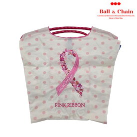 【毎日出荷中】【送料無料】【即納】 Ball＆Chain ボールアンドチェーン 正規品 PINK RIBBON Mサイズ リボン ドット柄 エコバッグ トートバッグ 刺繍 ギフト A4 387001