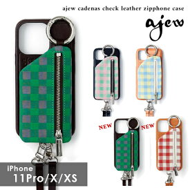【即納】 【11Pro/X/XS対応】エジュー ajew ajew cadenas check leather zipphone case iphone11Pro iphoneX スマホケース ac202100111p ギフト 父の日