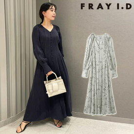 【SALE10%OFF】 【即納】 フレイアイディー FRAY I.D ワンピース 24春夏 パイピングデザインサテンタックワンピース ロング丈 長袖 fwfo241077