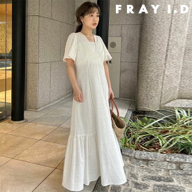 【先行予約特典!!!10%OFF】 フレイアイディー FRAY I.D ワンピース 24春夏 カットワークレースフレアスリーブワンピース 4月下旬～5月中旬予約 ドレス ロング丈 半袖 結婚式 fwfo242231