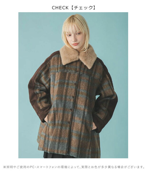 毛皮オリーブグリーン チェック柄 ファーコート楽天市場】【SALE20%OFF 