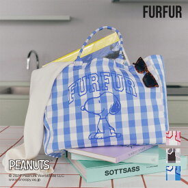 【即納】 ファーファー FURFUR バッグ 26春夏 ぼかしスヌーピーコラボビッグトートバッグ チェック柄 ギフト A4 rwgb261532
