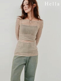 ヘラ Hella 26春夏 flocky tulle top フロッキーチュールトップ 2月中旬〜3月上旬予約 トップス 長袖 ミドル丈 シアー h261-14