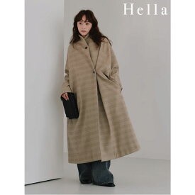 【スプリングセール20%OFF】【即納】ヘラ Hella 25秋冬 tweed long coat ツイードロングコート アウター 長袖 ロング丈 チェック h253-01