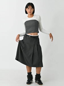 �G���g���[�Ń|�C���g���Z �y�X�v�����O�Z�[��60%OFF�z�y���[�z �G�M���[ iGUISER �{�g���X striped mode skirt �X�g���C�v���[�h�X�J�[�g �����O�� ig-ig030