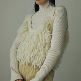 anuke 2024FallWinter アンヌーク トップス Fringe Knit Bustier 9月下旬～10月中旬予約フリンジニットビスチェ クロップド丈 キャミソール 24秋冬 62420522