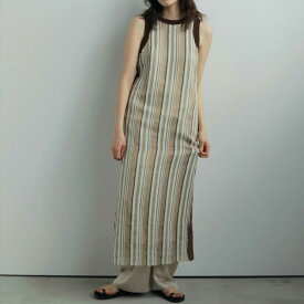 【FINAL SALE60%OFF】【即納】アンヌーク anuke 2025FallWinter ワンピース Sheer Stripe Onepiece シアーストライプワンピース ロング丈 ノースリーブ 25秋冬 62520317