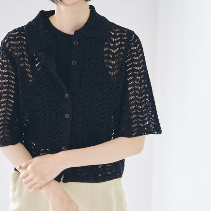 楽天市場 即納 Todayful 22spring 22春コレ受注会 トゥデイフル Lace Knit Shirts レースニットシャツレディース トップス シャツ ニット 前開き 七分袖 襟 刺繍 透け感 シアー 重ね着 レイヤード クーポン利用不可 ダブルハート Double Heart