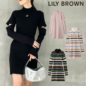 【SALE30%OFF】 【即納】 リリーブラウン LILY BROWN ワンピース 24spring アームスリットニットミニワンピース 長袖 ミニ丈 lwno241023 24春