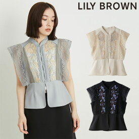 【期間限定 SALE10%OFF】 【即納】 リリーブラウン LILY BROWN トップス 24春夏 エンブロイダリースイッチングブラウス ノースリーブ ミドル丈 lwfs242018 lwfb242016