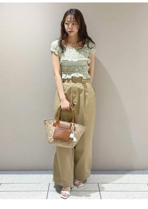 lily brown リリーブラウン シャーリングフリルブラウス ミント mnt