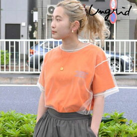 【タイムセール20%OFF】 【即納】 アングリッド ungrid チュールシアートップス トップス Tシャツ ミドル丈 半袖 112332764401