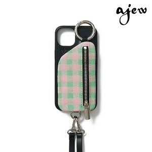 �y�|�C���g10�{�z�ySALE50%OFF�z�yiPhone13/13pro�Ή��z �G�W���[ ajew ajew cadenas check leather zipphone case iphone13 iphone13pro 13 pro �X�}�z�P�[�X ac202100113