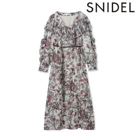 【SPRING SALE50%OFF】 【即納】 スナイデル SNIDEL 22aw2nd ベルト付きプリーツフリルワンピース ワンピース ロング丈 長袖 Vネック swfo225039