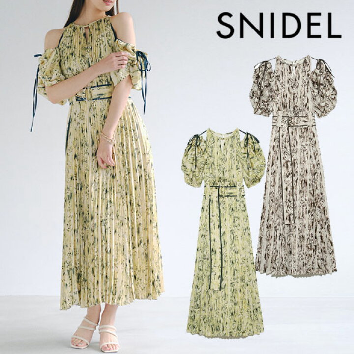 楽天市場 即納 スナイデル Snidel 22spring 2wayボリュームスリーブプリントワンピース レディース ワンピース ロング丈 半袖 花柄 2way プリーツ フレア エレガント オフショル スタイルアップ 脚長効果 フラワー柄 Swfo ダブルハート Double Heart
