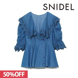 【SPRING SALE50%OFF】 【即納】 スナイデル SNIDEL オーバーカラーエンブロイダリーブラウス トップス ブラウス チュニック 半袖 swfb224159