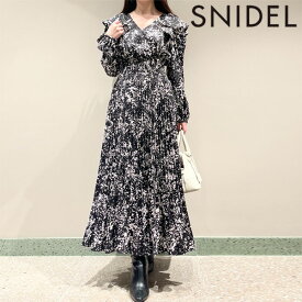 【即納】 スナイデル SNIDEL ワンピース 24春夏 サテンジャガードプリントワンピース ロング丈 長袖 swfo241010