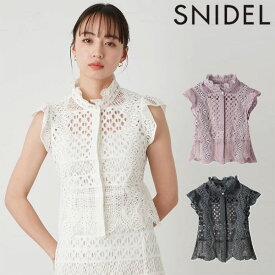 【先行予約特典!!!10%OFF】 スナイデル SNIDEL トップス 24春夏 ジャガードレースペプラムブラウス 5月上旬～下旬予約 ノースリーブ ミドル丈 ペプラム swfb242094