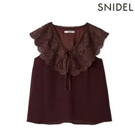 エントリーでポイント上乗セ 【スプリングセール50%OFF】【即納】 スナイデル SNIDEL トップス エンブロイダリーレースカラーブラウス ノースリーブ ミドル丈 swfb254114