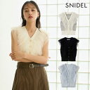 【新作10%OFF】【即納】 スナイデル SNIDEL トップス 25秋冬 Sustainableチュールフリルニットプルオーバー ノースリーブ Vネック swnt254116