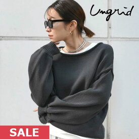 【SALE50%OFF】 【即納】 アングリッド ungrid 23winter アウトリンキングクルーネックニット トップス 長袖 ミドル丈 112352603901