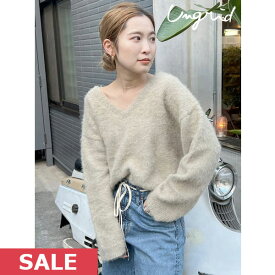 【SPRING SALE50%OFF】 【即納】 アングリッド ungrid 23winter 起毛デザインVネックニット トップス 長袖 ミドル丈 112412660901 23秋冬