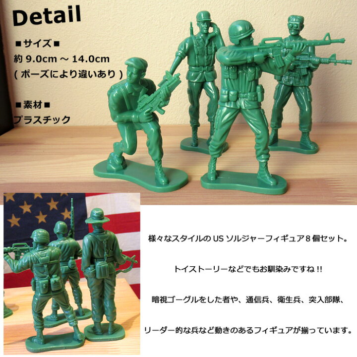 楽天市場】ソルジャー フィギュア 8体セット ミリタリー グリーン 