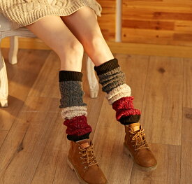 【10%オフクーポン☆FashionSpecial】冷え取り レッグウォーマー レディース ロング ウール混 あったか北欧調 ノルディック　 ボヘミアン　フォークロア トナカイ ケーブル編み 防寒 おしゃれ かわいい 冬 ギフトゆったり 温活 冷え取り 重ね履き　登山 アウトドア