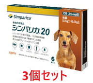 【最強配送】【3個セット】【シンパリカ 20 犬用（5.1kg 以上 10.1kg未満） 6錠×3個】【使用期限：2028.…