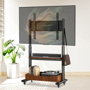 BESSTER �ؖڒ��e���r�X�^���h �L���X�^�[�t�� �ؐ�tv stand �Ǌ񂹃e���r�� �ړ���TV�X�^���h 32�E75�C���`�e���r�Ή� �n�C�^�C�v �ω׏d50kg �L�E�{�[�h�t�� ����4�i���߉\ ��e�ʎ��[ �ؐ��I