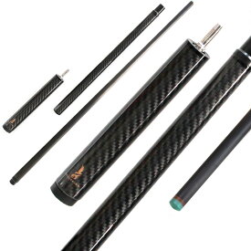 KHEALING ビリヤード キュー カーボン 電木皮頭 黒電木先角 T 700カーボンファイバー 49インチ ビリヤード用品 1/3ロングジャンプキュー ジョイント ハンドメイド 真っ直ぐ 適球類/黒八、九球 13oz オンス 収納ケース付き