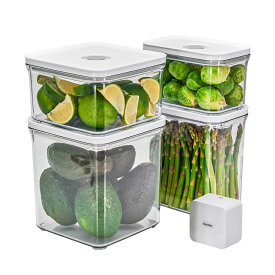 VAKUEN プレミアム真空保存容器&全自動食品シーラー機スターター セット 5点セット 真空パック機 バルブで便利開閉 BPAフリー 100%漏れ防止 非真空保存の容器よりも最大5倍長く食品を新鮮に保存可能 (OT-VS SET/5P)