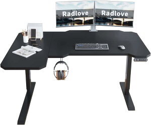 Radlove ���~�f�X�N L���p�\�R���f�X�N �d�����~���f�X�N �V��150CM×101CM �Q�[�~���O�f�X�N �� �X�^���f�B���O�f�X�N PC�f�X�N ���� �������߉\ �������[�@�\�t�� ��Q���m ���� 71~117CM (�u