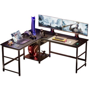 DEWEL �Q�[�~���O�f�X�N �p�\�R���f�X�N ��170+150cm×���s60cm L���f�X�N ���[�I�t�� ����40×20mm�X�`�[���p�C�v ��Ɗ� �׋��� �ȃX�y�[�X �g���ȒP