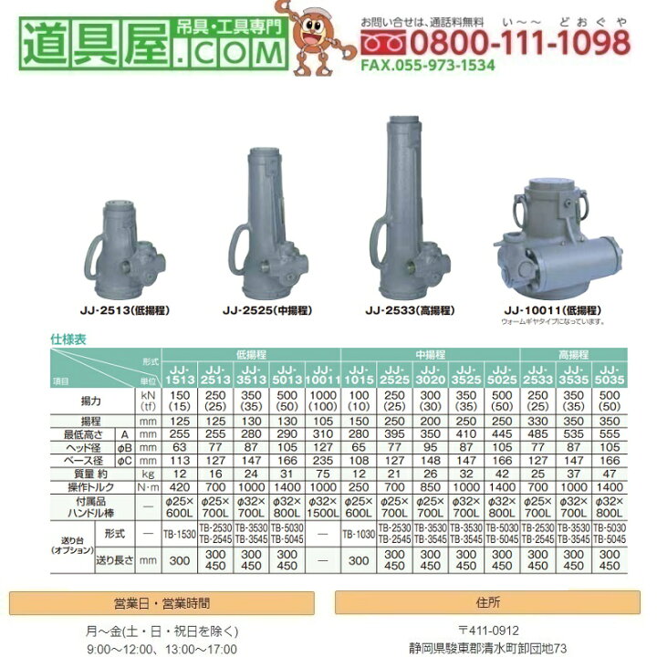 楽天市場】OJ ジャーナルジャッキ 揚力50T 低揚程130mm : 道具屋