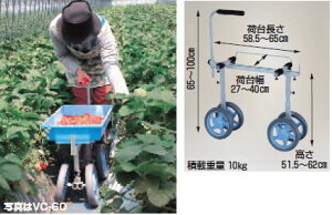 【直送品】 ハラックス ベリコロ アルミ製 いちご収穫用台車 VC-60H ノーパンクタイヤ